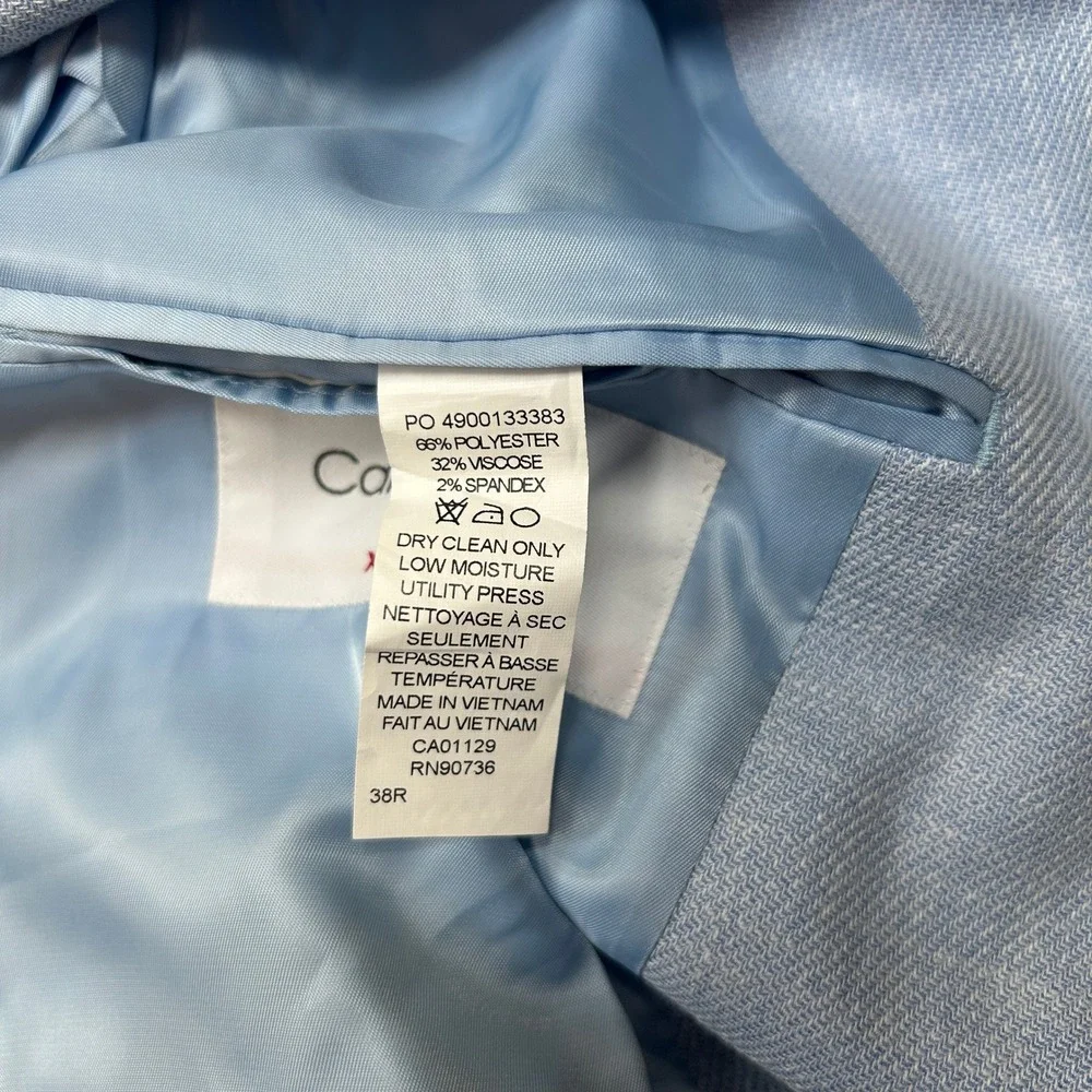 Calvin Klein Slim Fit Sport Coat Mens 38R 38‎ Light Blue Modern Fit Stretch $295